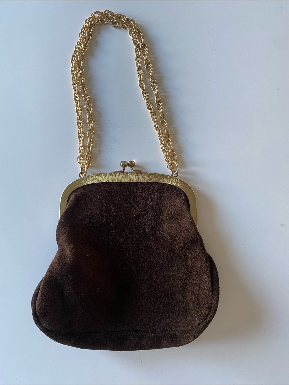 Brown Suede Kisslock Bag